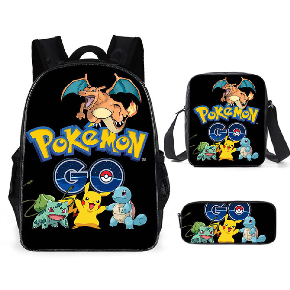 (24) 3PCS Pokemon Kids School Bag Lunch Bag Pencil Case