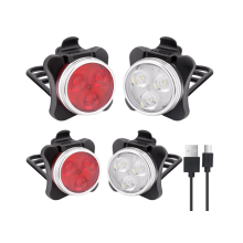 4 Pack USB Rechargeable Bike Light Set, Bike Headlight, Bike Safety Light, 4 Light Mode Options, 650mah Lithium Battery, IPX4 Waterproof red(Black)