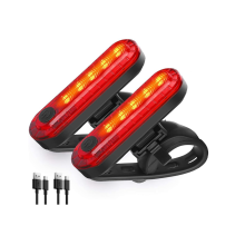 2 Pack Bright Bicycle Rear Light USB Rechargeable Cycling Taillight Safety Flashligh 220mah Lithium Battery, 4 Light Mode Options(Black)