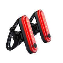 2PC USB Rechargeable Bike Bicycle Cycling 4 Modes LED Front Rear Tail Light Lamp(Black)