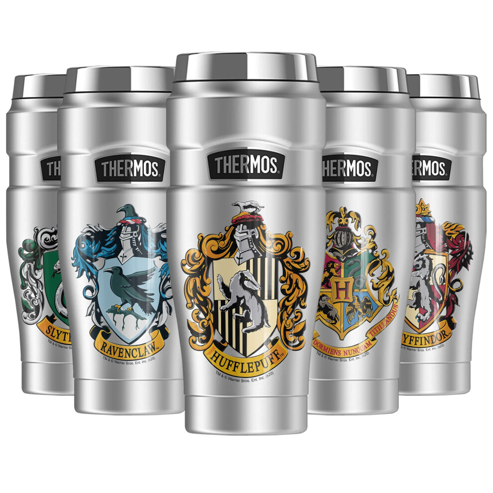 Harry Potter Hufflepuff House crest, THERMOS STAINLESS KINg Stainless Steel Travel Tumbler, Vacuum insulated & Double Wall, 16oz