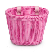 (Pink) Hand-Woven Bicycle Basket Large Capacity Strong Load-bearing Handlebar Bike Front Basket Replacement