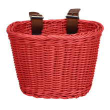 (Red) Hand-Woven Bicycle Basket Large Capacity Strong Load-bearing Handlebar Bike Front Basket Replacement