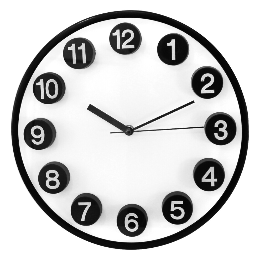 (Black & White) Wall Clock 12 Inch Battery Operated Silent Non-ticking Modern Quartz Design, Decorative Clock 30cm