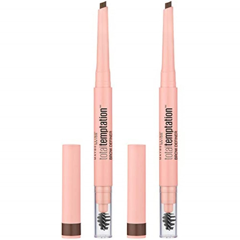 Maybelline Total Temptation Eyebrow Definer Pencil, Medium Brown, 2 count