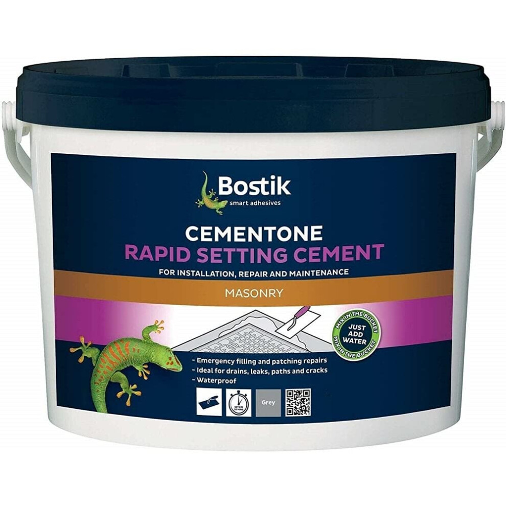 Bostik Cementone Rapid Setting Cement, Sets in 20 Minutes, Ideal for Emergency Filling and Patching Repairs, Waterproof, For Interior & Exterior Use