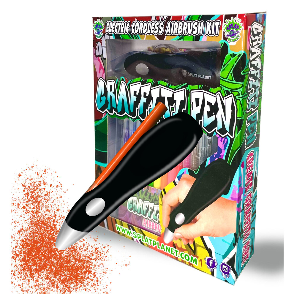 Splat Planet Graffiti Pen, Cordless Electric Airbrush Sprayer, Water Colour Spray Pen, Airbrush Marker Set 12 Colours, Washable Paint Pens Art