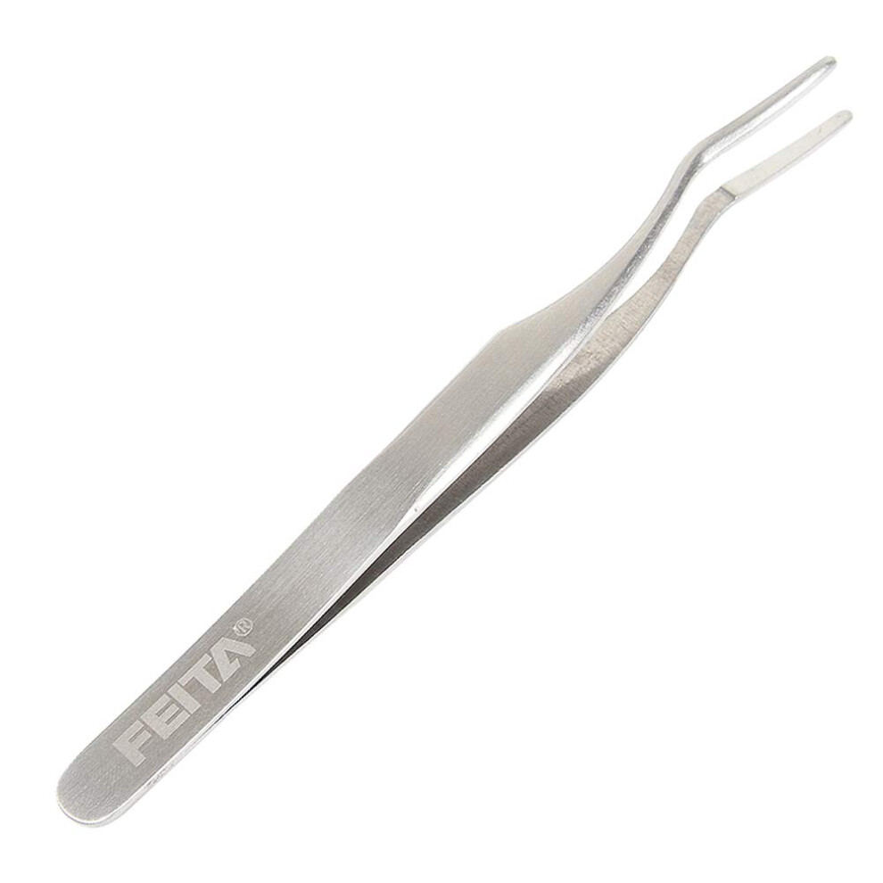 Feita Silver False Eyelash Applicator - Professional Curved Eyelashes Extension Tweezer For Easy Lashes Application And Removal - 1Pc