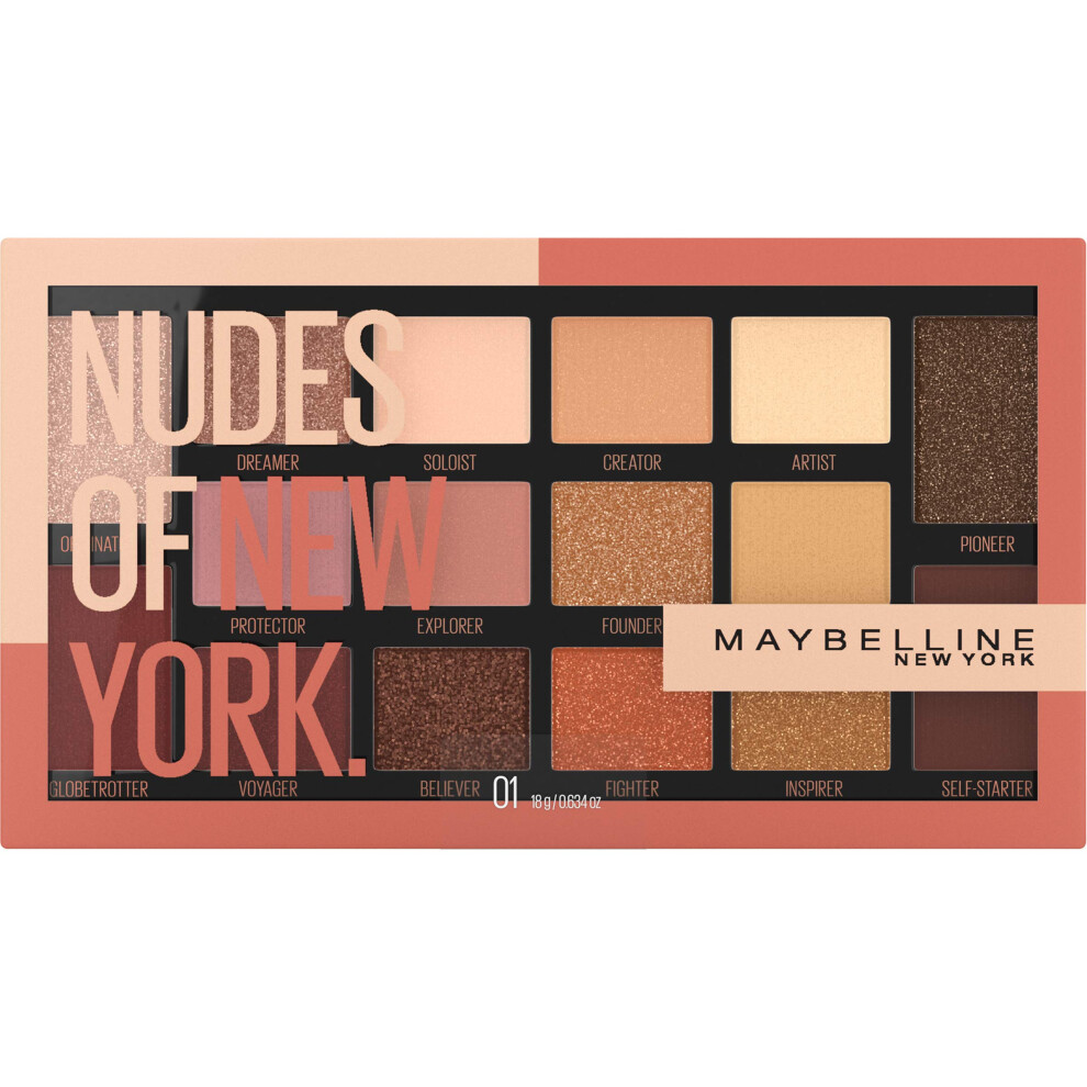 Maybelline New York Nudes 16 Pan Eyeshadow Palette custom Designed Of Diverse Skin Tones, 0634 Oz 0 01 THE NUDES OF NEW YORK,K3758400