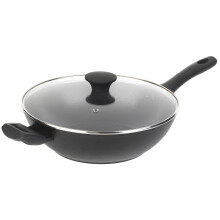Salter BW08780 Geo Hex Non-Stick Wok With Lid - 28cm Wok, Lightweight, Side Handles, 5 X Tougher* Diamond-Effect, Suitable
