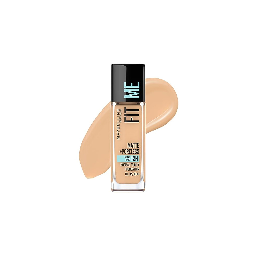 Maybelline Fit Me Matte + Poreless Liquid Oil-Free Foundation Makeup, Natural Beige, 1 count (Packaging May Vary)