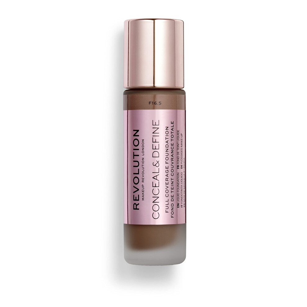Revolution Dark Makeup Conceal And Define Foundation, Full Coverage & Matte Finish, F13.2 For Skin Tones, Vegan & Cruelty-Free, 0.7 Fl Oz