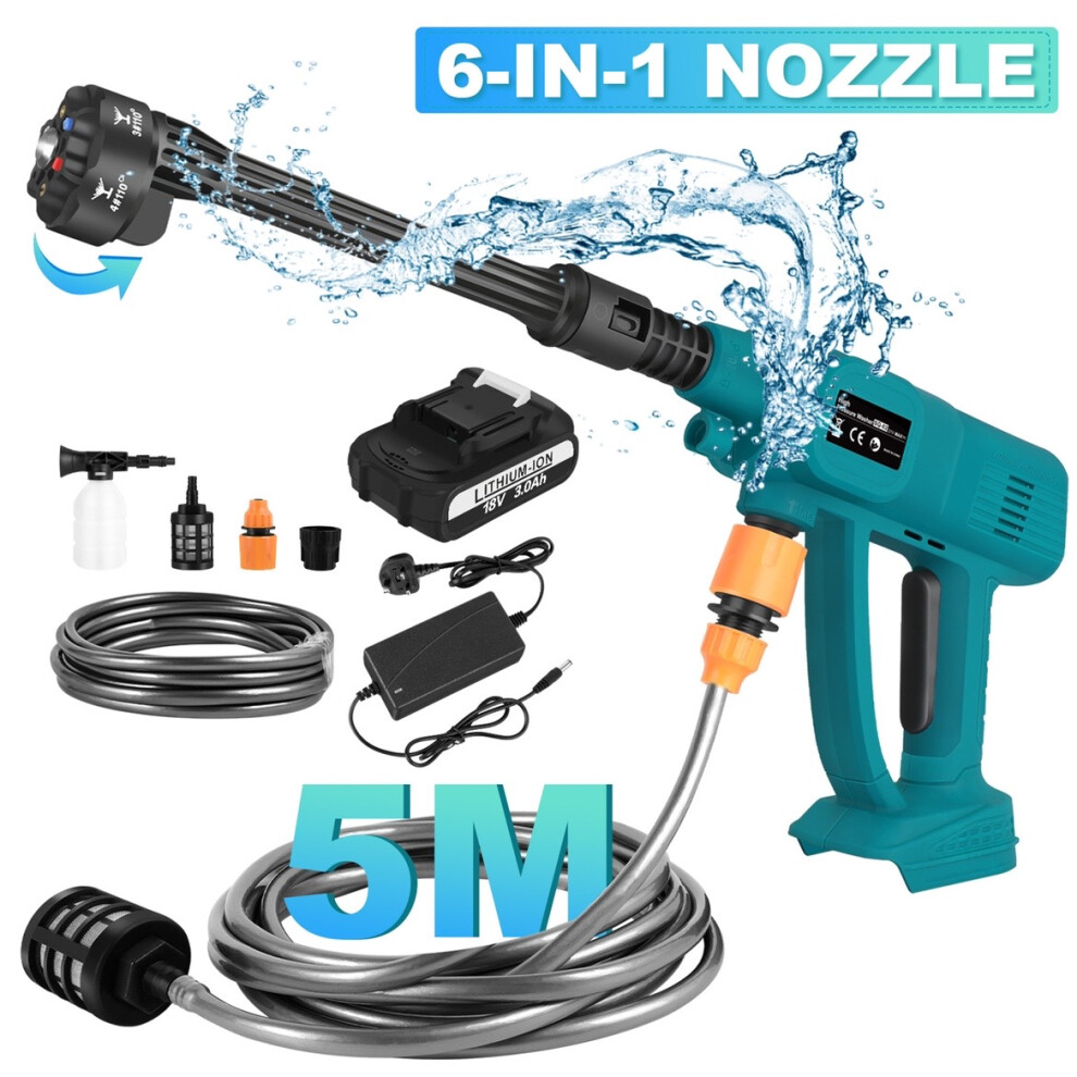 (High Pressure Washer+1*3.0Ah battery and Charger) Cordless Portable Pressure Washer