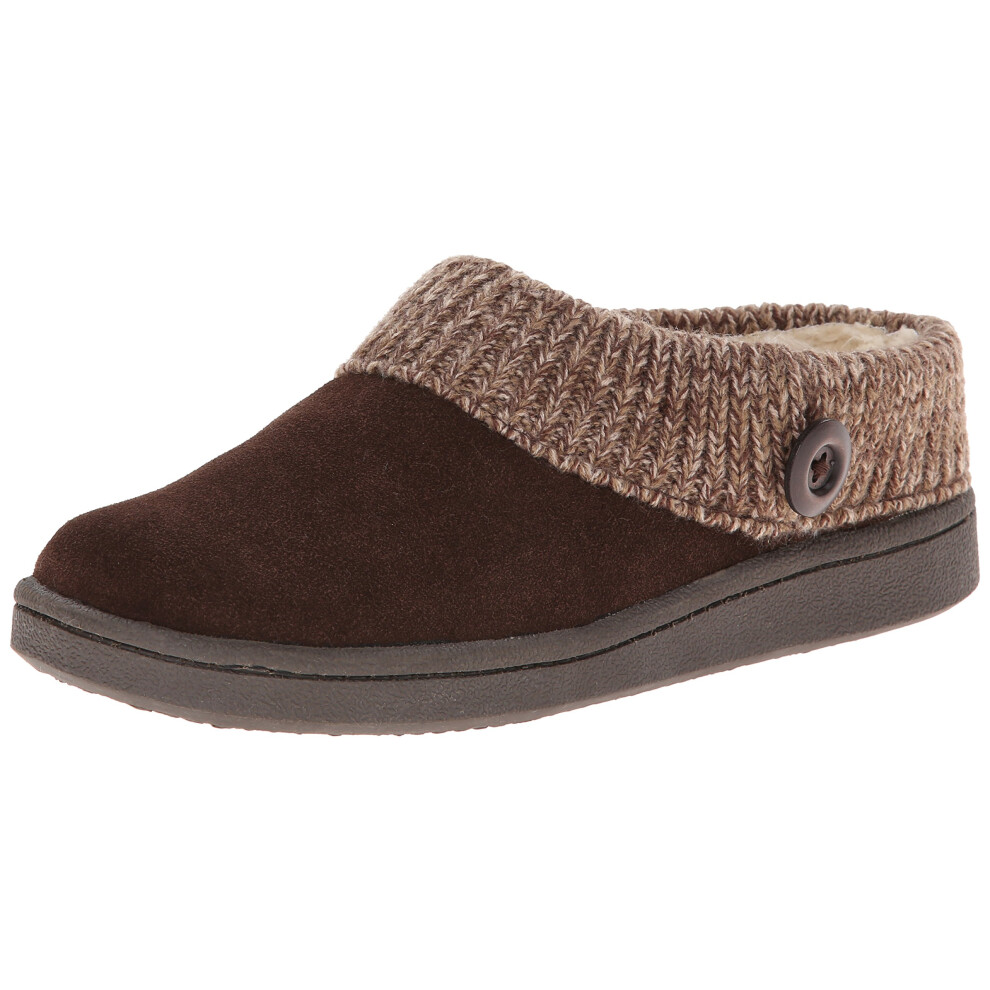 Clarks Women's Knit Scuff Slipper, Brown, 10 M US