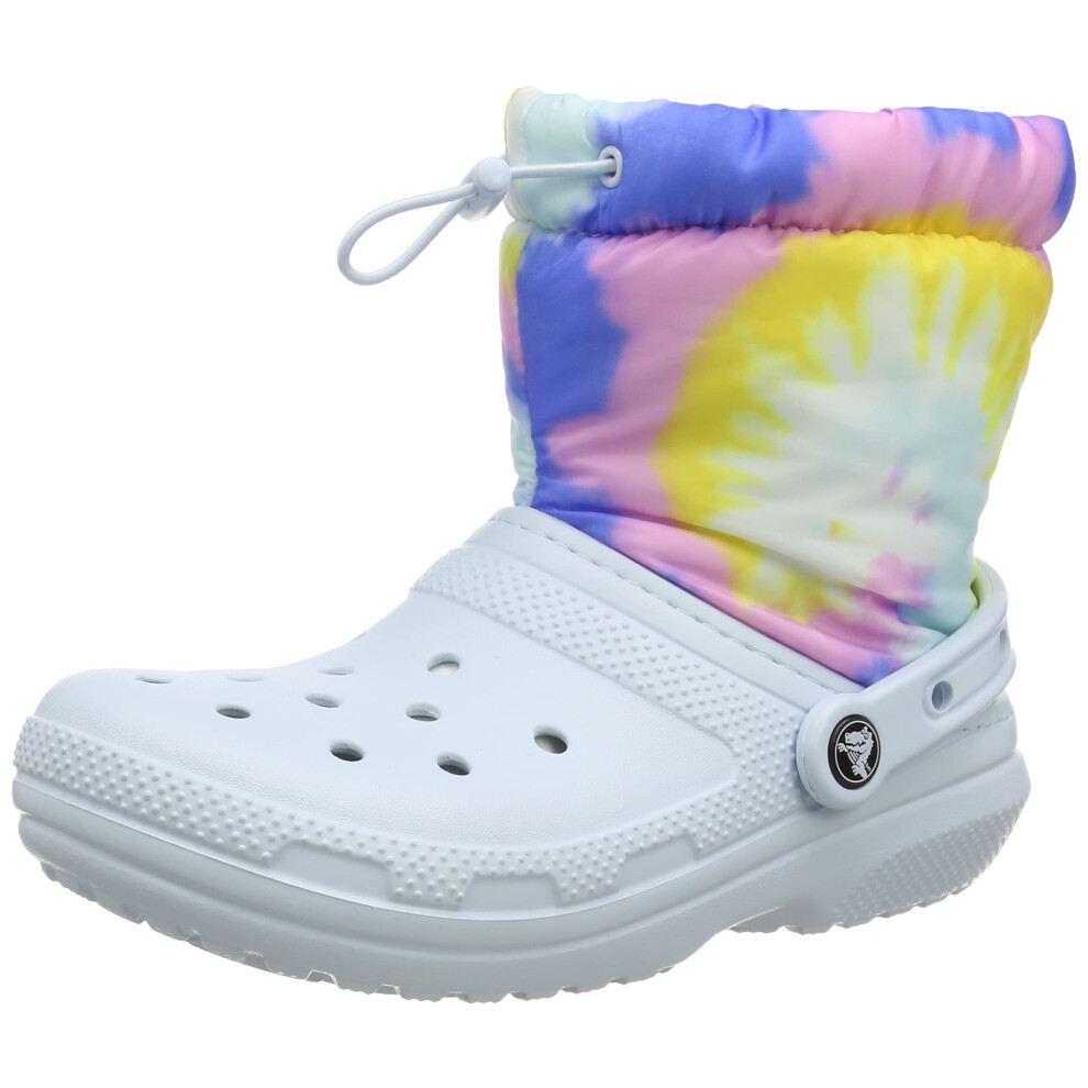 Crocs Unisex Classic Lined Neo Puff Fuzzy Winter Boots Snow, Pastel Tie Dye, 6 US Women