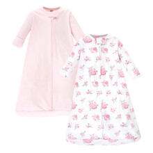 Hudson Baby Sacco Pigiama Unisex Cotone Maniche Lunghe, Basic Rosa Floreale, 12-18 Mesi