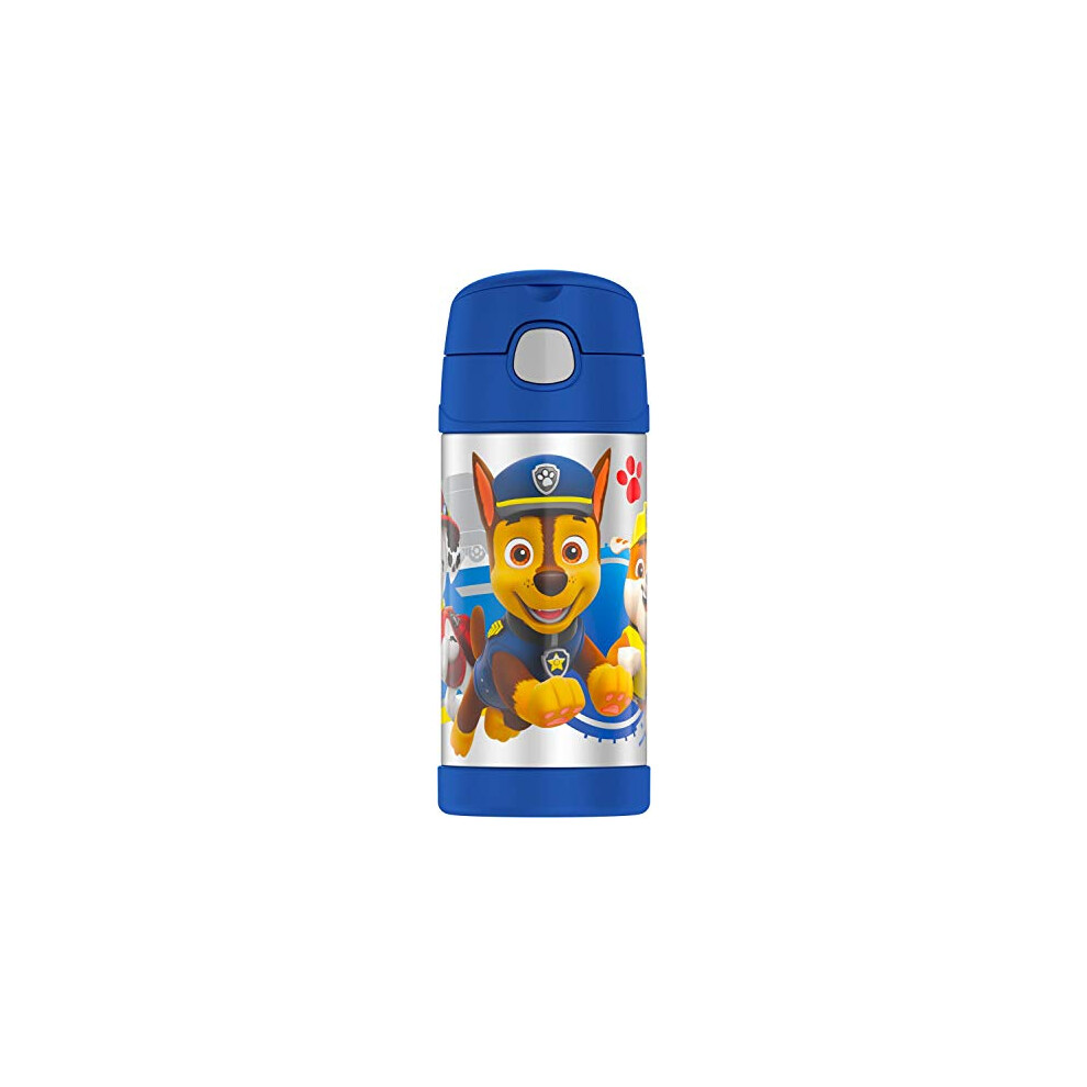 THERMOS FUNTAINER 12 Ounce Stainless Steel Vacuum Insulated Kids Straw Bottle, Paw Patrol