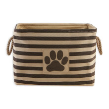 Bone Dry Pet Storage Collection Papelera con parche de pata a rayas, tamaρo mediano, rectangular, marrσn