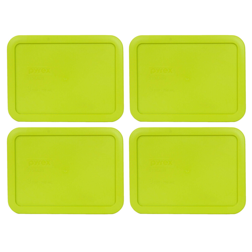 Pyrex 7210-PC 3-Cup Edamame Green Plastic Food Storage Lid, Made in USA - 4 Pack