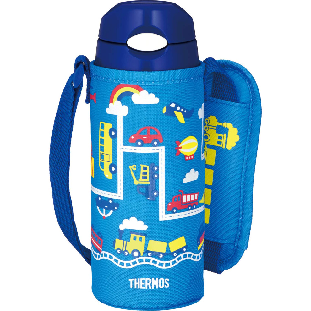 Thermos FHL-402F BL-N Water Bottle  Vacuum Insulated Straw Bottle  13.5 fl oz 400 ml  Blue Navy  Cold Insulating Only