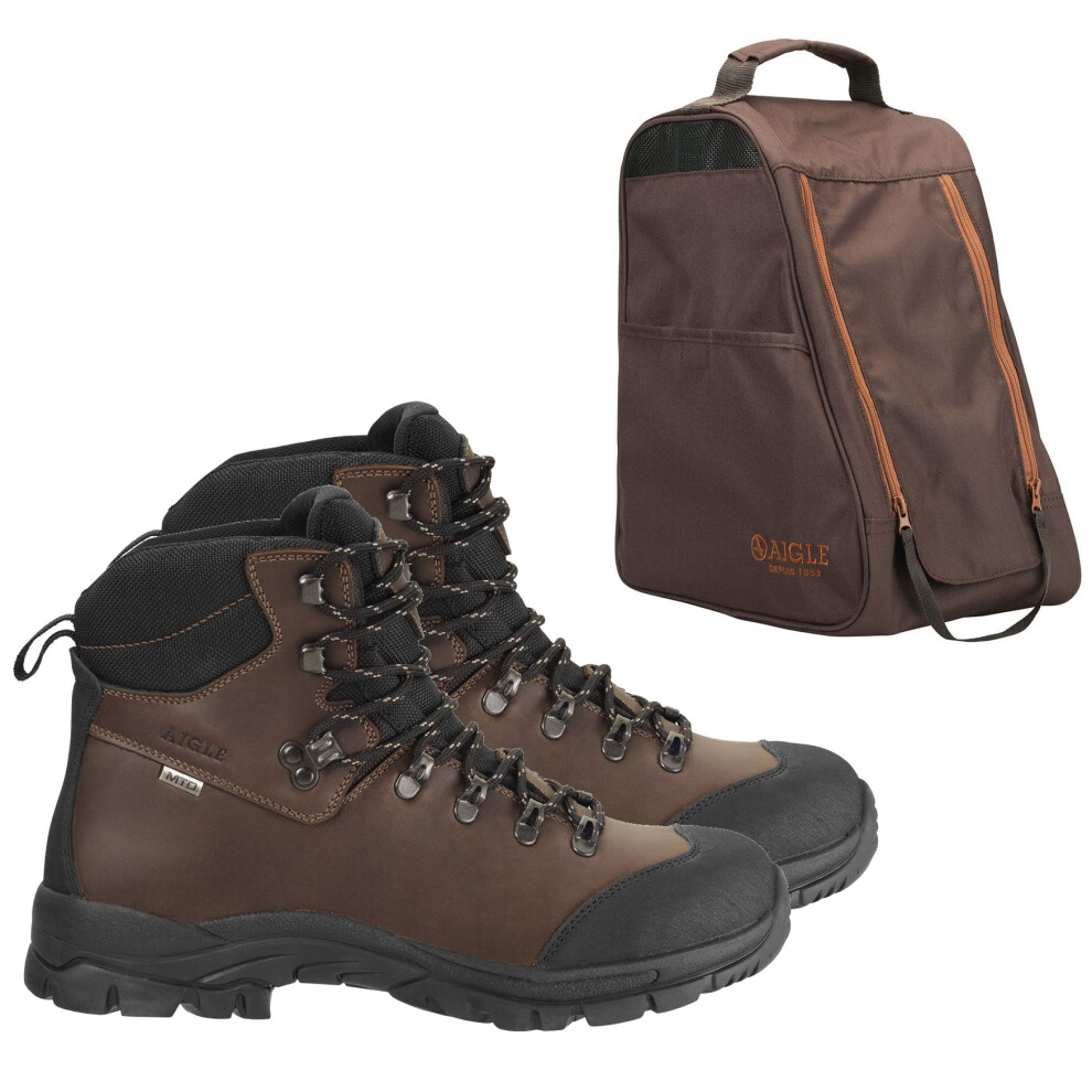 (5.5 - 6, Dark Brown) AIGLE LaForse Hiking Boots MTD Full grain waterproof leather with Aigle Boot Bag