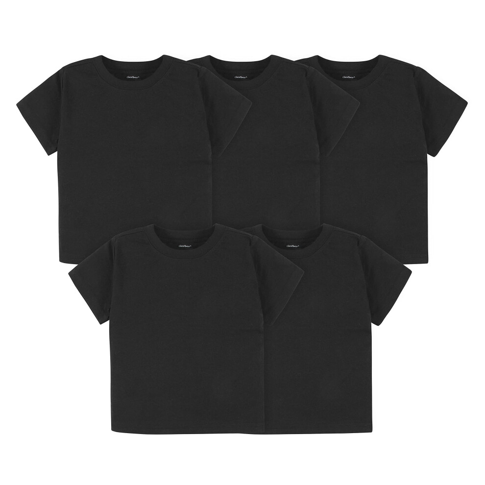 gerber Baby Toddler 5-Pack Solid Short Sleeve T-Shirts Jersey 160 gSM, Black, 18 Months