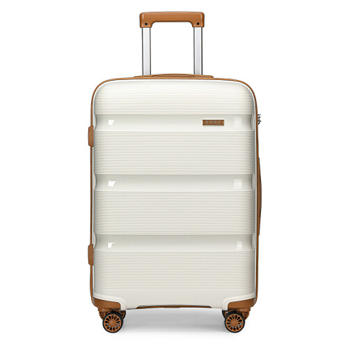 (cream, 24 inch) 20/24/28 Inch PP Hard Shell Suitcase With TSA Lock 2