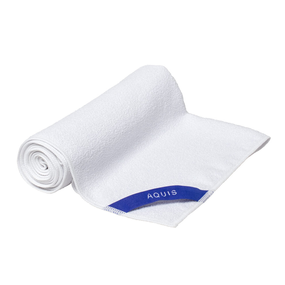 Serviette de s?chage AQUIS en microfibre recycl?e ultra-absorbante, couleur Whitecap, outil de s?chage rapide pour cheveux.