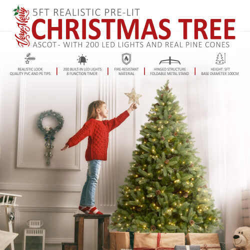 (5ft) VeryMerry 'Ascot' Pre Lit Christmas Tree 2