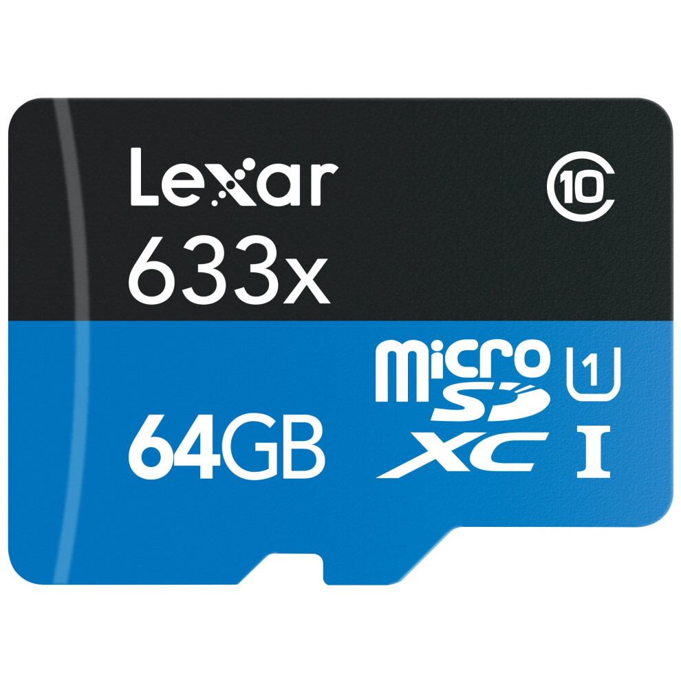 Lexar High-Performance microSDXC 633x 64GB UHS-I/U1 w/USB 3.0 Reader Flash Memory Card - LSDMI64GBB1NL633R