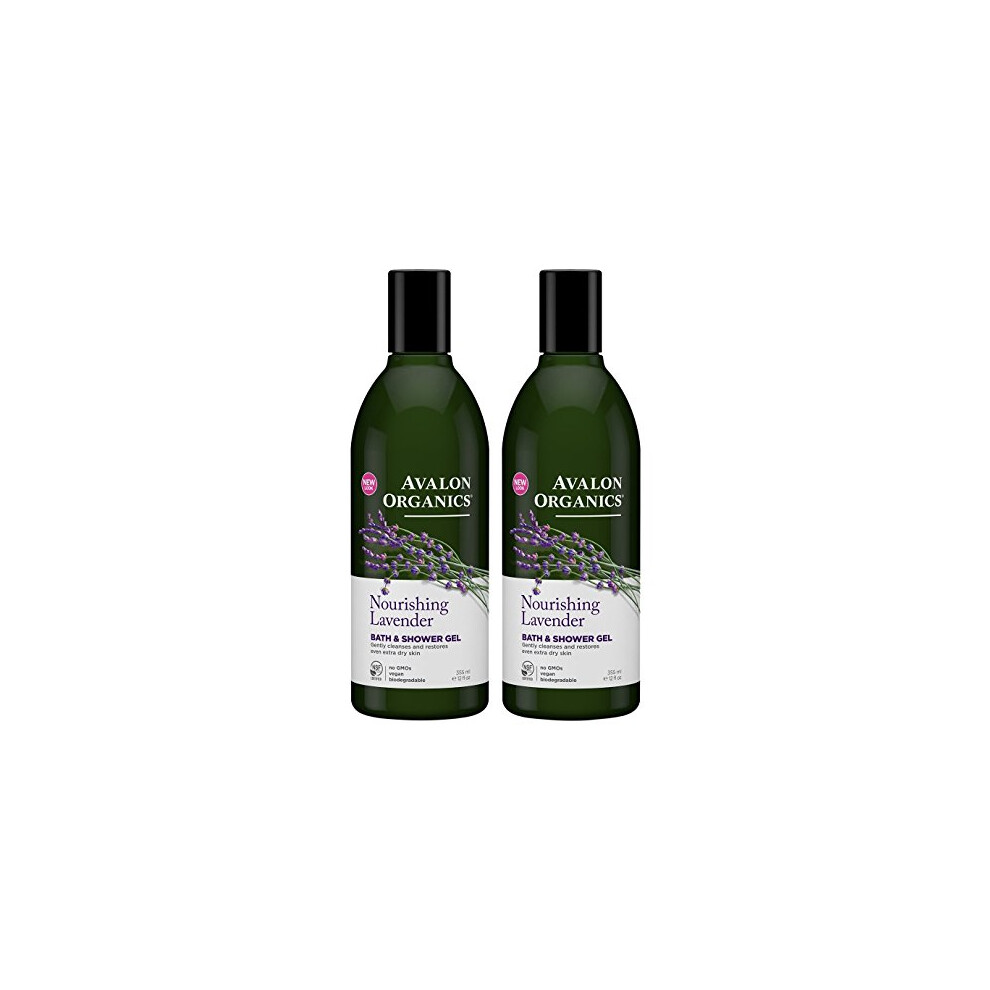 Avalon Organics Lavender Bath and Shower Gel, 12-Ounce Bottle (Pack of 2)