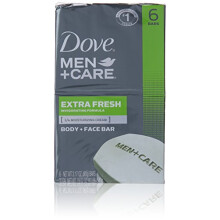 Dove Men+care Extra Fresh Body + Face Soap Bars, 3.17 Oz, 6 Count