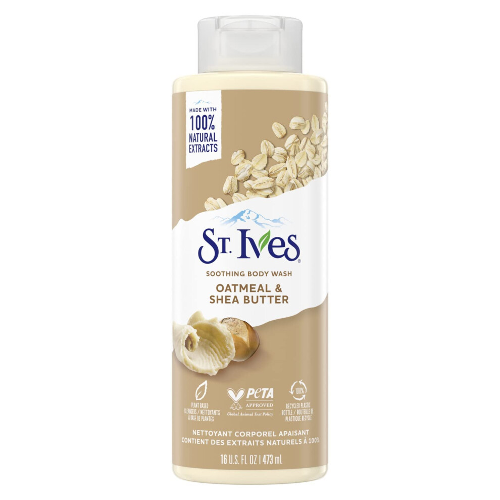 St Ives Soothing Body Wash Moisturizing cleanser Oatmeal & Shea Butter Made with Plant-Based cleansers & 100% Natural Extracts 16 oz