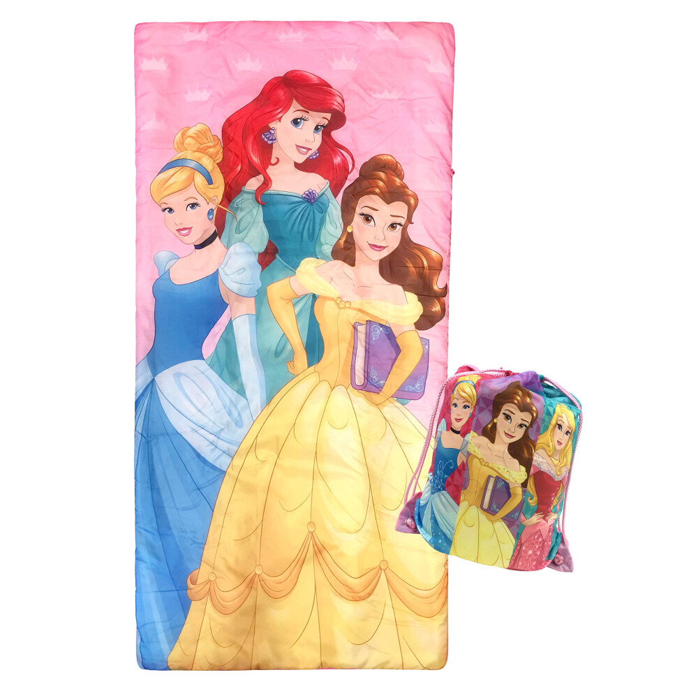 Jay Franco Disney Princess Trip Slumber Sack - cozy & Warm Kids Lightweight Slumber BagSleeping Bag - Featuring Ariel, Belle, and cinderella