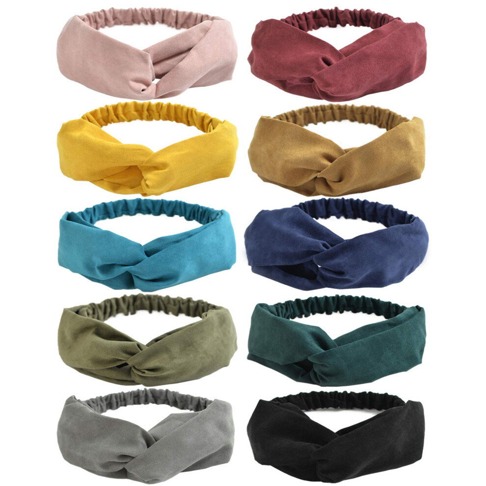 Dreshow 10 Pezzi Fasce Per Capelli Donna Vintage Cerchietti E Fasce Per Capelli Elastica Turbante Fasce Yoga Testa Contorta Accessori Capelli Per Donna E Ragazza-image