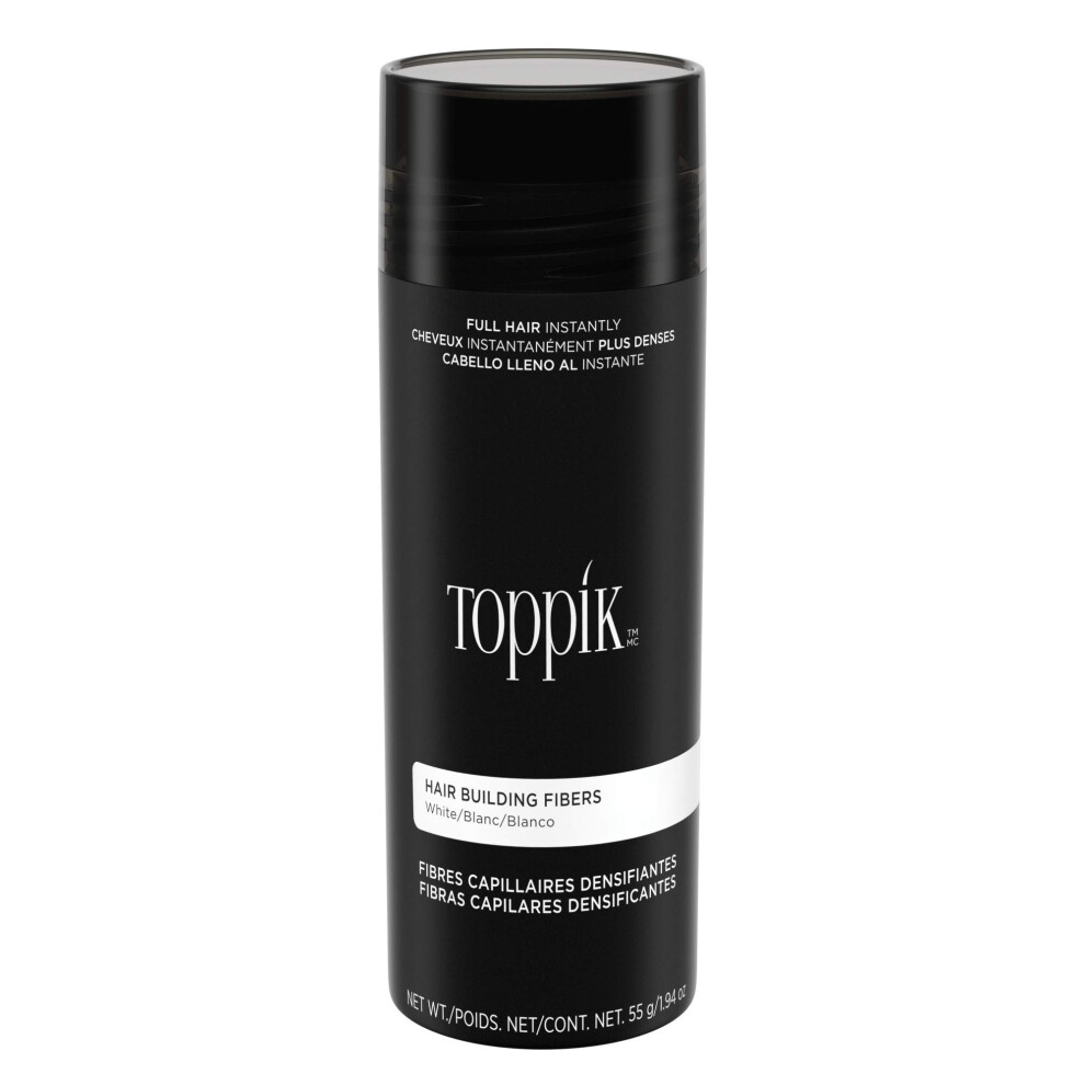 Toppik Hair Building Fibers, White, 55g Fill In Fine or Thinning Hair Instantly Thicker, Fuller Looking Hair 9 Shades for Men Women