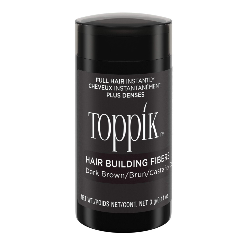 Toppik Hair Building Fibers, Dark Brown, 3g, Fill In Fine or Thinning Hair, Instantly Thicker, Fuller Looking Hair, 9 Shades for Men & Women