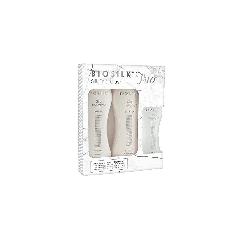 BioSilk Silk Therapy Trio Kit 12oz With Silk Therpy 12oz, Silk Therapy Shampoo 12oz, Silk Therapy Conditioner 12oz., 36 fluid_ounces