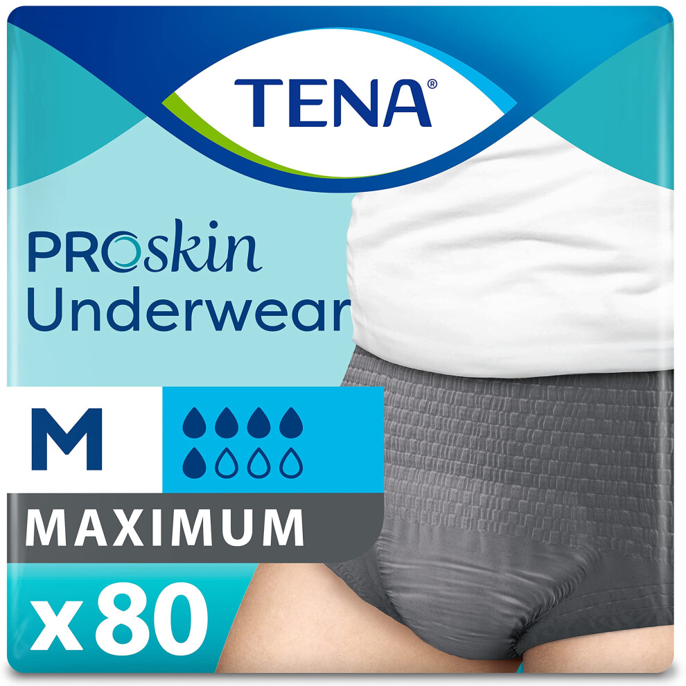 TENA Incontinence Underwear for Men, Maximum Absorbency, ProSkin - SmallMedium - 80 count