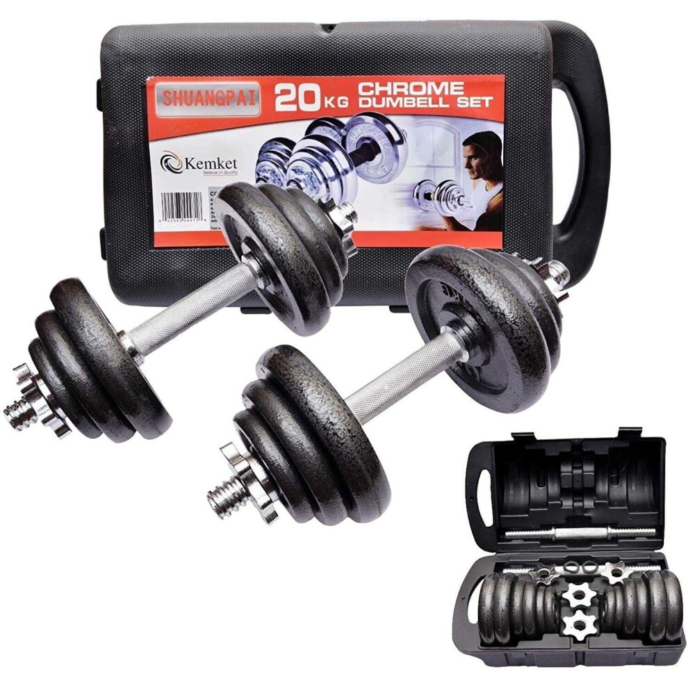 Cast Iron Dumbbell Set Adjustable Fitness Training Home Gym 20kg