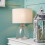 Litecraft Table Lamp Clear Base With Natural Drum Shade - Satin Nickel 2