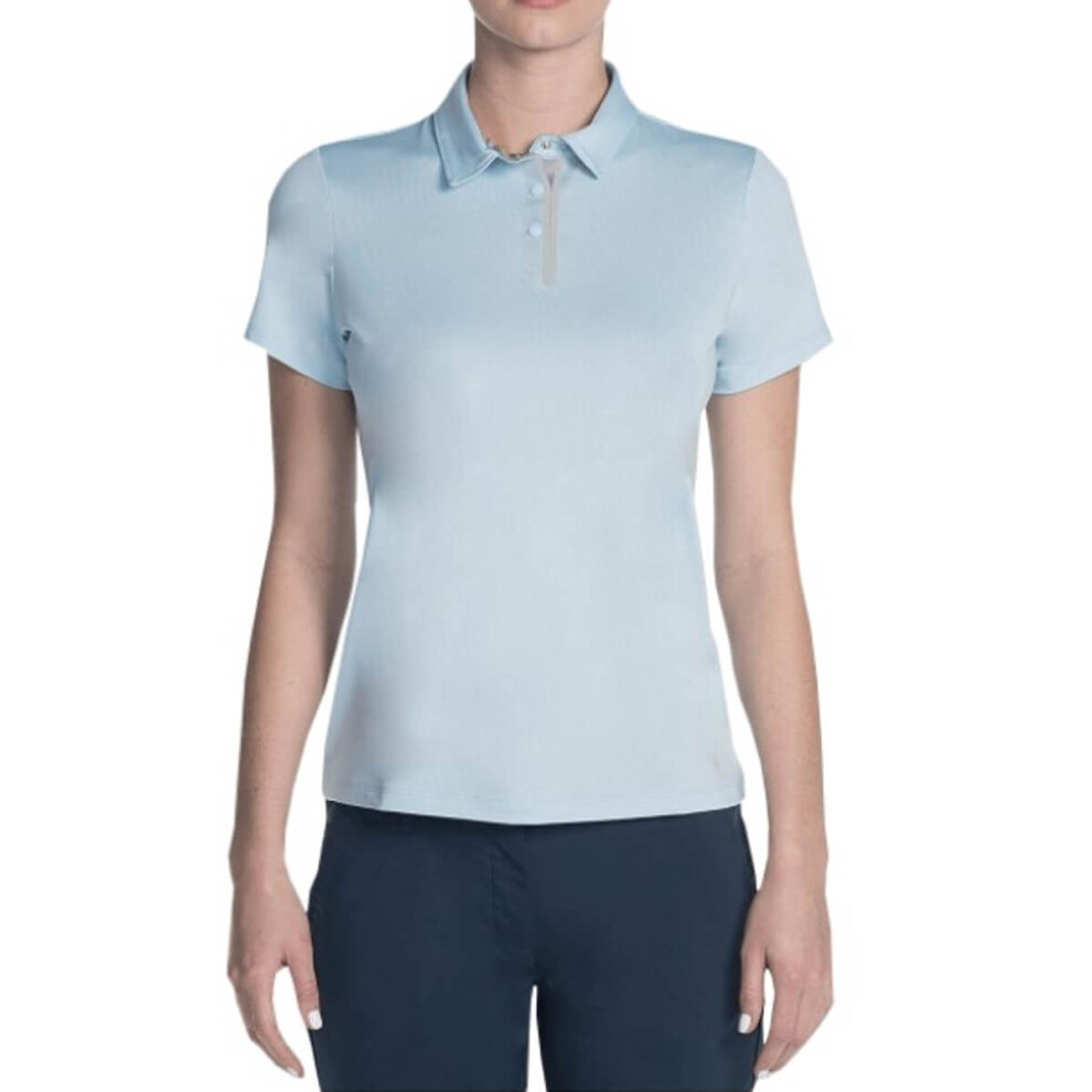 (L, Cashmere Blue) Skechers Golf Womens Pitch Short Sleeve Polo Shirt