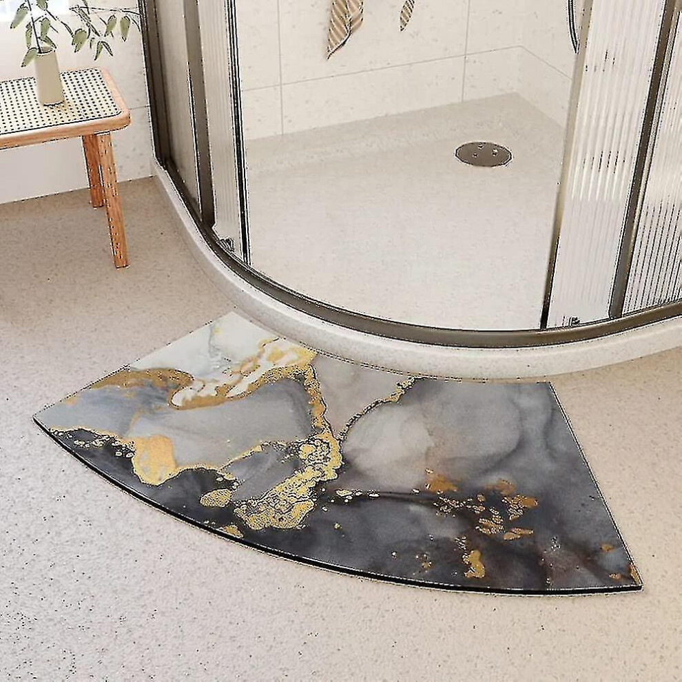 (Pink, 40*60cm) Mott 50 Fast Drying Corner Shower Mat Non Ip Curved Bath Mat For Circular Shower Soft Absorbent Sector Carpet For Bathroom Comfotable Footmatpad Pin