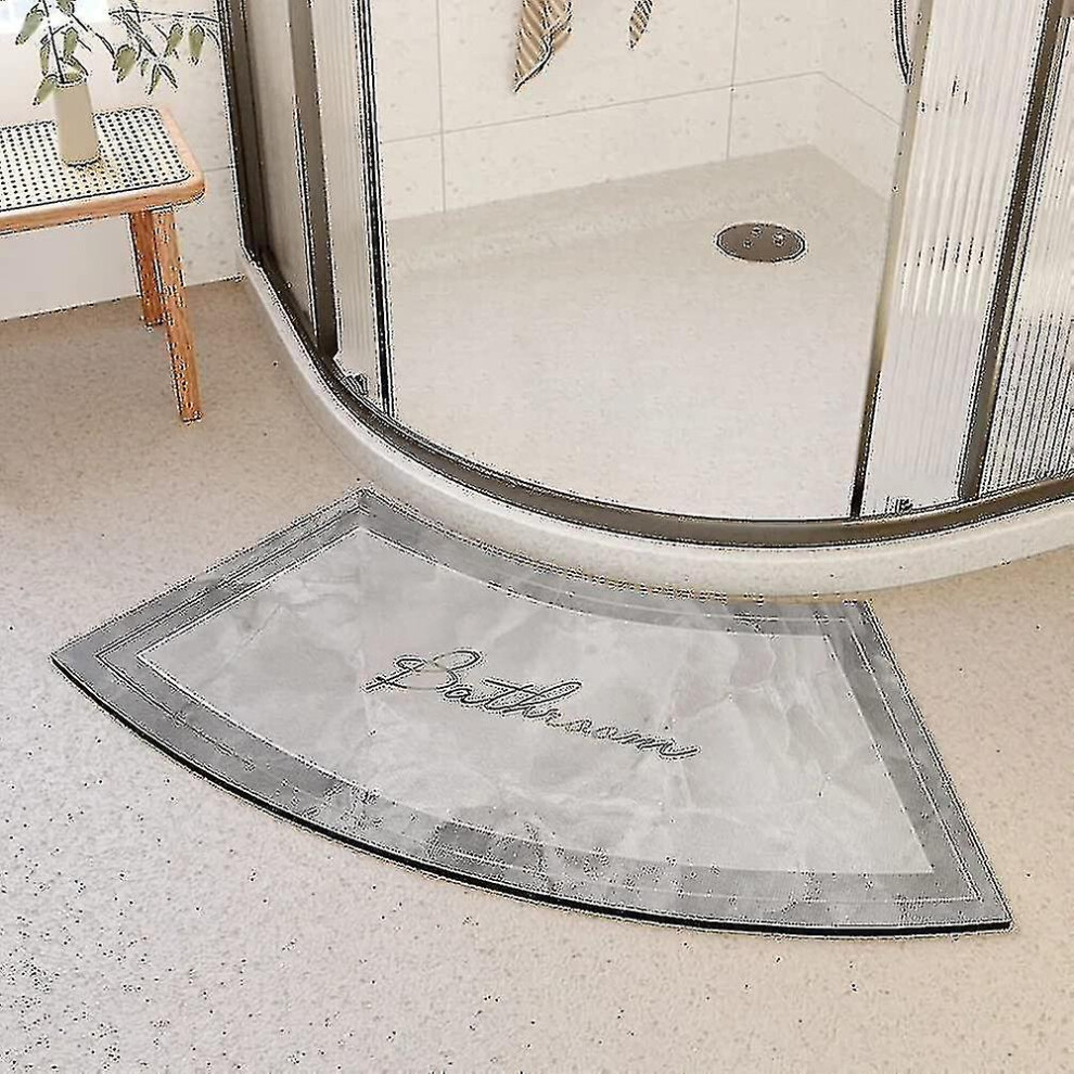 (Grey, 50*80cm) Mott 50 Fast Drying Corner Shower Mat Non Ip Curved Bath Mat For Circular Shower Soft Absorbent Sector Carpet For Bathroom Comfotable Footmatpad Pin