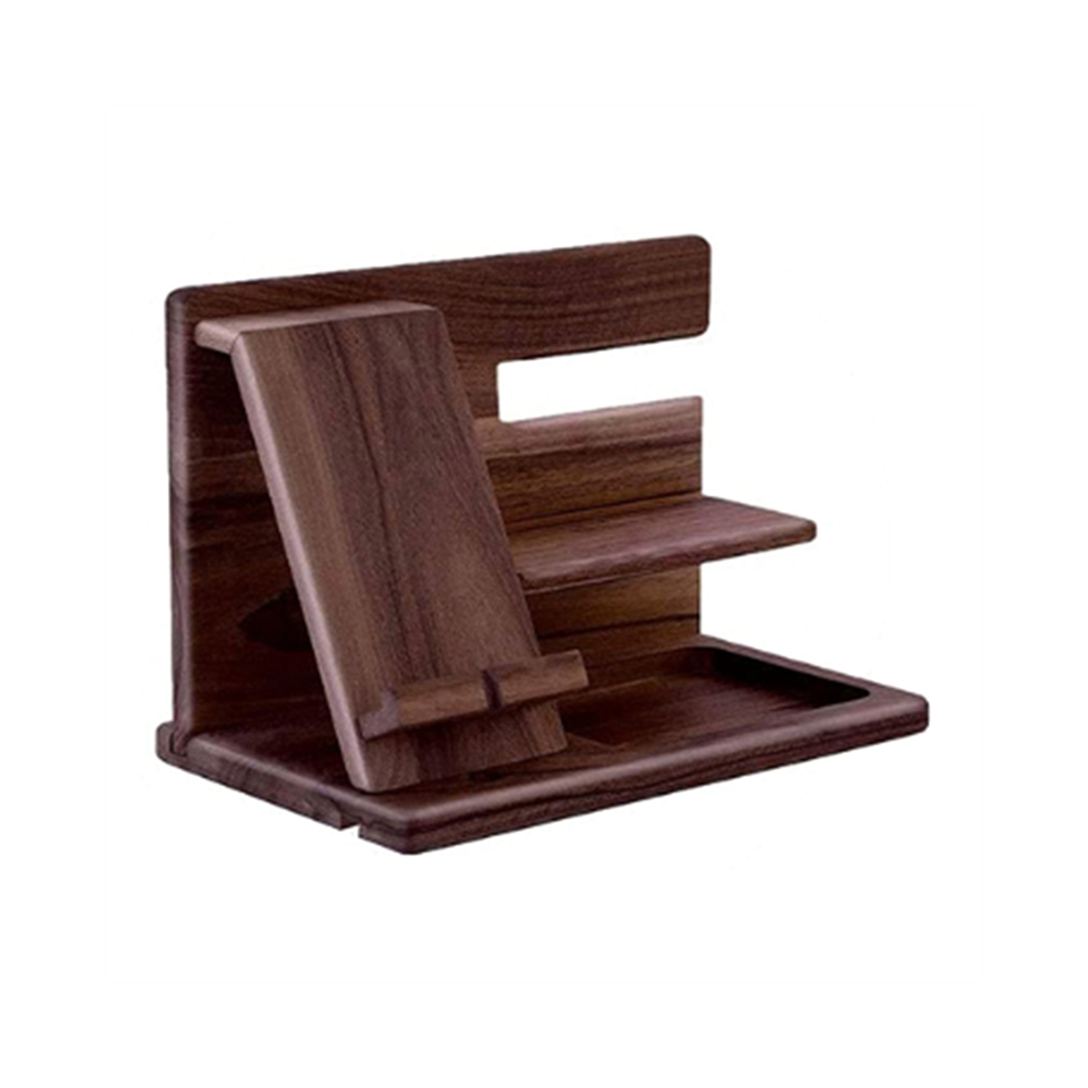 Wooden Phone Docking Station Watches Purse Holder Desk Organizer