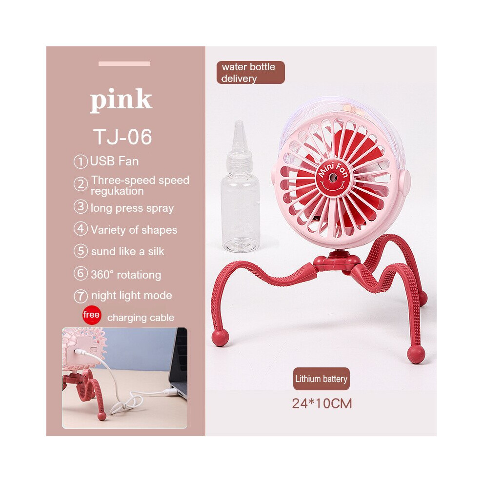 (Tj-06 ) Usb Stroller Fan Portable Desk Handheld Baby Bed Car Seat Fan 500Mah Rechargeable Pink 8210516632400
