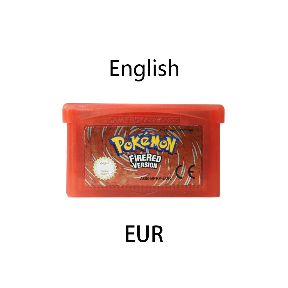 (EUR Fire Red) Pokemon GBA Series 32-bit Video Game Cartridge Console Card Pokemon Emerald