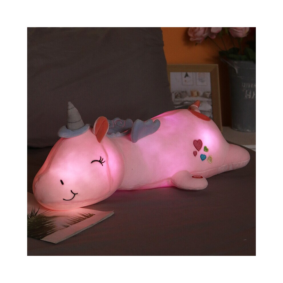 (pink, 80CM) 60CM Cute Glowing LED Light Unicorn Plush Toys Lovely Luminous Animal