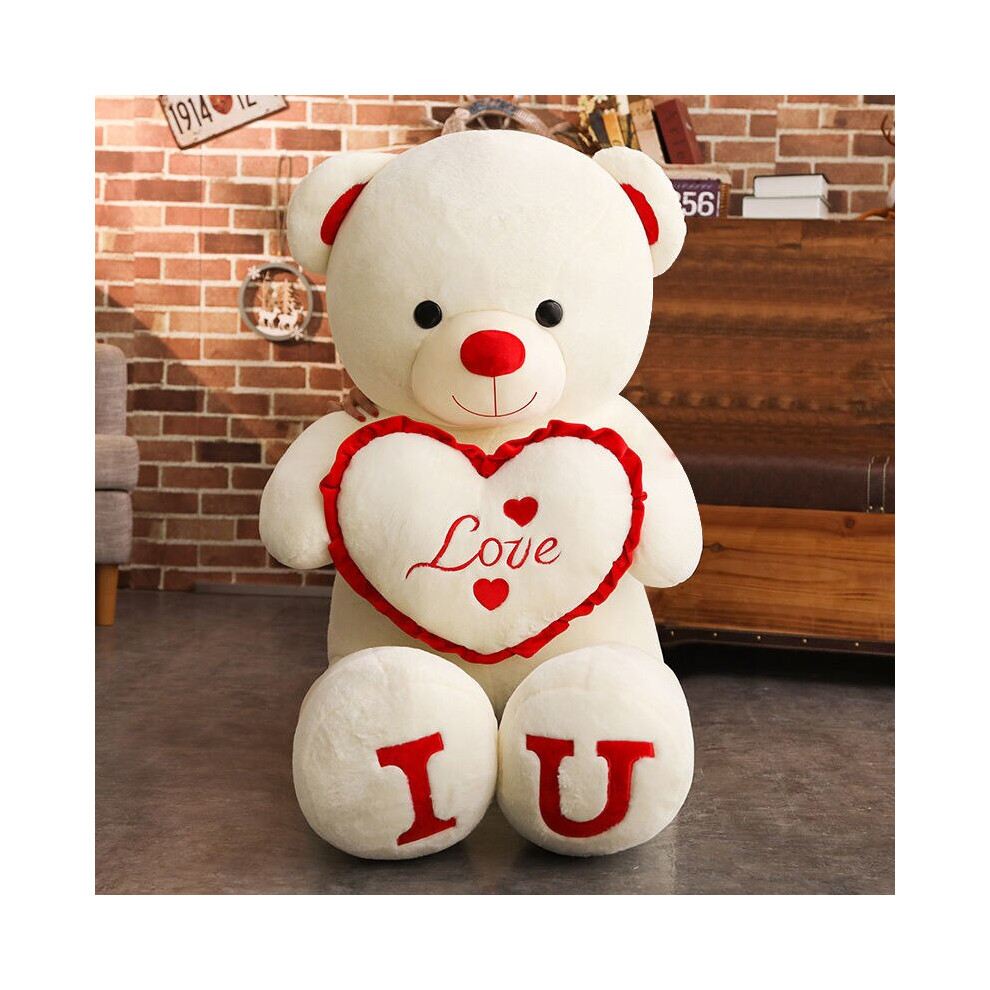 (Red, 80cm) 100cm Big I LOVE YOU Teddy Bear Plush Toy Lovely Huge Stuffed Soft Bear