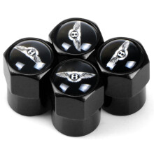 (black, black) 4pcs Colorful Car Wheel Tire Valve Caps Stem Case For Bentley Bentayga